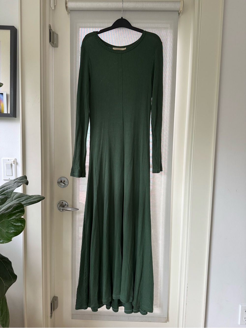 Christy Dawn Forest Green Ribbed Long-Sleeve Maxi Dress